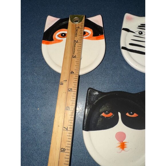 Set Of 3 Ceramic Cat Face Coasters - Picture 3 of 3